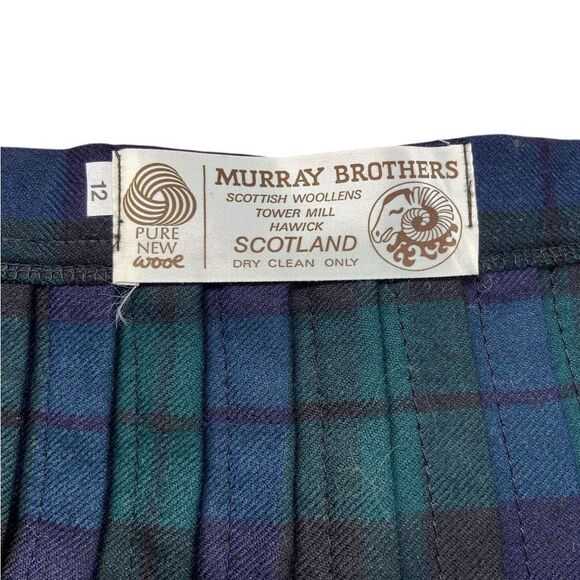 Vintage Murray Brothers Tartan Plaid Wool Kilt Wrap Scottish Skirt Size 12 - Picture 6 of 16